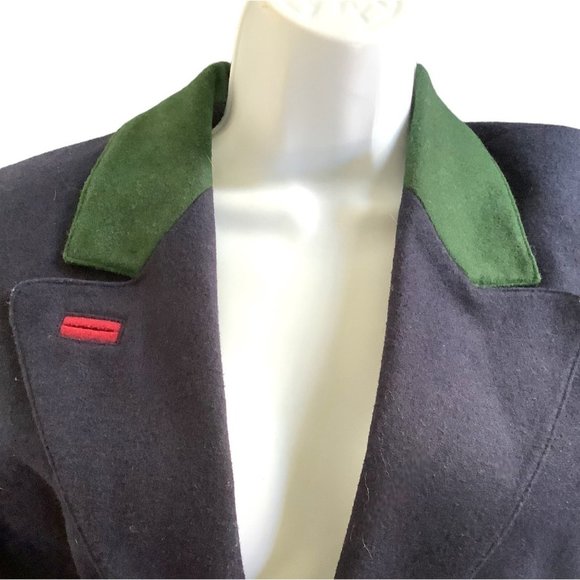 VINTAGE ALPHORN TRACHTEN 38 M Puffed Sleeve Embroidered Duck Blazer Wool Blend - Picture 2 of 8